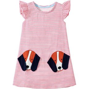 Toddler Girl Summer Short Sleeve Easter Dress Cotton Casual Jersey Shirt Playwear Applique Dress