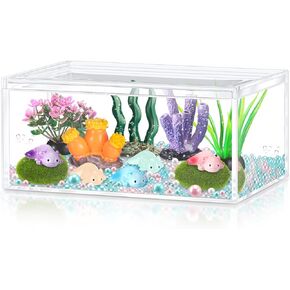 HyDren Axolotl Crafts DIY Tank Glow in The Dark Mini Axolotl Figures Gift for Home Sea Themed Birthday Party Decorations