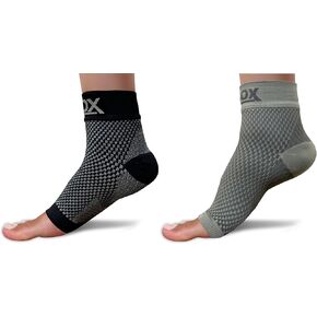 SB SOX - 2 Pairs Plantar Fasciitis Compression Socks (Black, Medium + Gray, Medium)