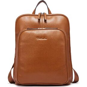 BOSTANTEN Genuine Leather Backpack Purses Casual College Travel Bags for Women Brown and Leather Wallet for Women RFID Blocking Zip Around Credit Cards Holder Phone Clutch Brown