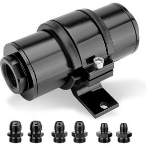 100 Micron Inline Fuel Filter with 50MM Aluminum Mounting Bracket Compatible with Filtering Gasoline, Diesel, E85, Universal Cleanable 6AN 8AN 10AN Adapter