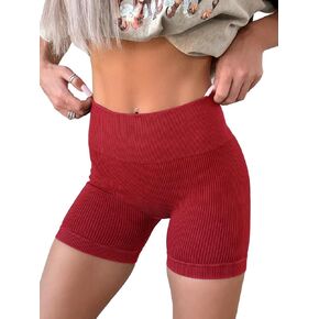 Kinlonsair Women's High Weist Yoga Prockute تأثير شورتات مضلعة بسلاسة شورتات رياضية رياضية