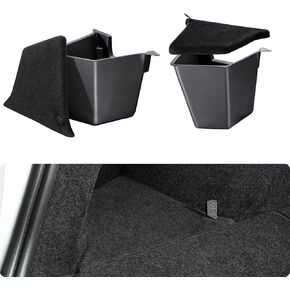 BASENOR 2025 2026 Tesla Model Y Trunk Storage Bins, Trunk Organizer with Carpeted Lid, Rear Trunk Side Storage Box for Model Y Refresh (Juniper) Interior Accessories