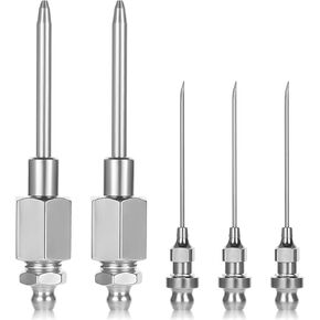 5 Pcs Grease Needle Nozzle Kit, Grease Needle Dispensers Stainless Steel Grease Tip Adapter Grease Zerk Fitting Tool Narrow Tight Spaces Needle Point Tip Fitting Tool Coupler