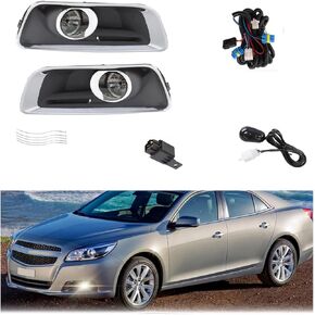 Fog Lights Assembly Replacement for 2013 2014 2015 Chevy Malibu with Bulbs+Wiring Kit+Switch Left Driver Passenger+Right Side