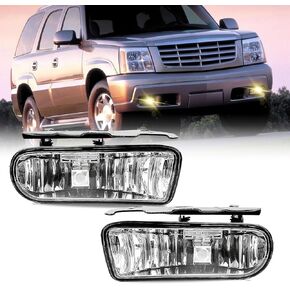 Fog Lights Assembly Compatible With 2002-2006 Cadillac Escalade/EXT/ESV Driving Fog Lamps with 880 12V 27W Clear Lens Bulbs