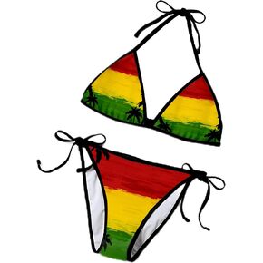Rasta Flag Jamaica Art Women Micro Sexy Bikini Bra Set Summer Beachwear Sexy Beach Two Pieces Bathing Suits