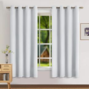 Blackout Curtains for Bedroom, Thermal Insulated Grommet Window Curtains 2 Panel Sets, Black Out Curtains, Window Curtain Panels, Noise Reduction Room Darkening Drapes WHITE-42W x 45"L (Pack of 2)