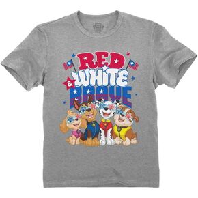 Red White and Brave Paw Patrol Girls Boys 4th of July Shirt USA American Flag Memorial Day Kids Patriotic Kids T-Shirt