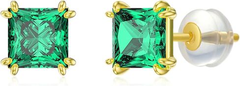14K GOLD GOLD REAL PRINCESS GEMSTONES BIRDATESTER STURINGS للنساء 6MM 2.5CARAT مربع خلق هدايا مجوهرات من الحجر المولد للذكرى عيد ميلاد هدية عيد الحب لزوجتها in Kuwait
