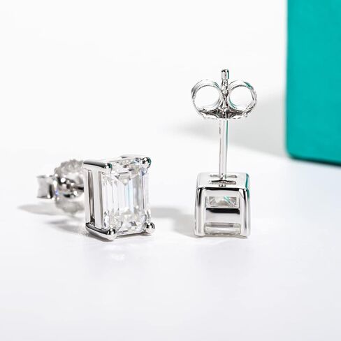 AnuClub 1.2-4cttw 10K Post Princess Cut Moissanite Stud Earrings for Women, D Color VVS1 925 Sterling Silver Earrings in Saudi Arabia