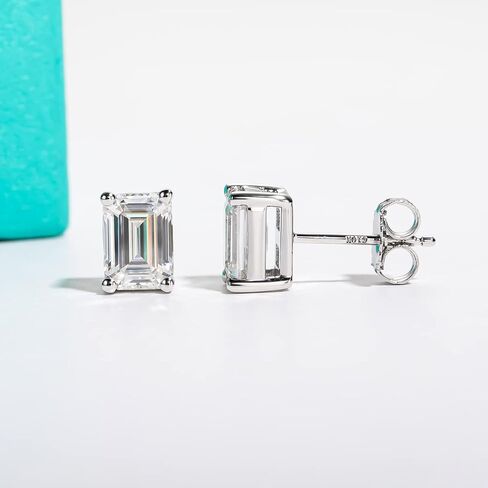 AnuClub 1.2-4cttw 10K Post Princess Cut Moissanite Stud Earrings for Women, D Color VVS1 925 Sterling Silver Earrings in Saudi Arabia