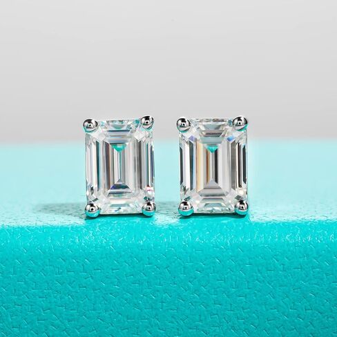 AnuClub 1.2-4cttw 10K Post Princess Cut Moissanite Stud Earrings for Women, D Color VVS1 925 Sterling Silver Earrings in Saudi Arabia