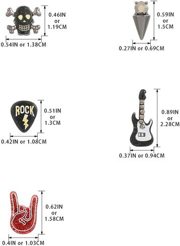 Madison Tyler 5Pairs Funny Studs Earrings Set for Women | Punk Retro Classic Spiked Guitar Rock Hand Skull Earrings | Rock and Roll Accessories for Women in Kuwait