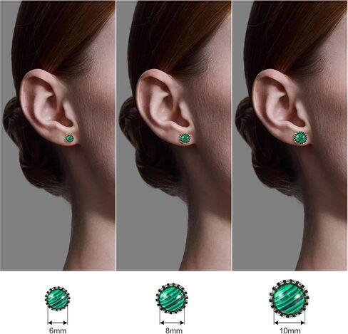 12 Pairs Multi Gemstone Stud Earrings Gold Plated Stainless Steel Turquoise Tiger Eye Onyx Lapis Lazuli Malachite Stone Stud Earrings Set for Women in Saudi Arabia