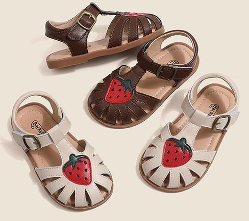 Wuiwuiyu الصغار الصغار Little T-Strap Hook & Loop Dress Strawberry Summer Shoes Angle Toe Carrot Sandals in Saudi Arabia