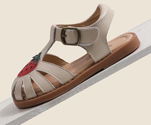 Wuiwuiyu الصغار الصغار Little T-Strap Hook & Loop Dress Strawberry Summer Shoes Angle Toe Carrot Sandals in Saudi Arabia