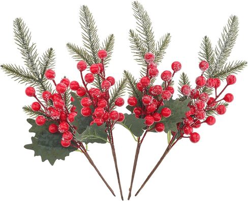 4pcs Artificial Blueberries Fruit Stems Fake Berries Picks Flowers Plant Decorations DIY Flower Arrangement Garland Bouquet Home Wedding Party in Saudi Arabia