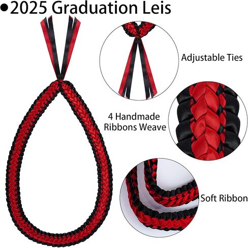 2Pcs Graduation Leis Class of 2025 Nut Leis Beads Ribbon Hawaiian Style for Graduation Party Accessories in Saudi Arabia