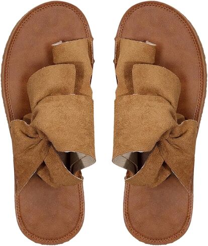 GORGLITTER Women's Rainbow Bow Tie Flat Sandals Vacation Open Toe Thong Sandals Summer Slides Shoes in Kuwait