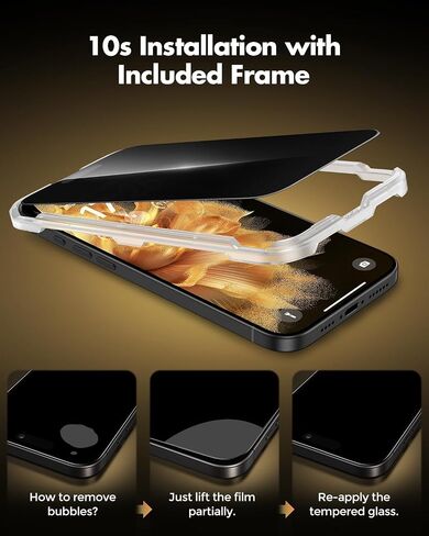 UNBREAKcable Privacy Screen Protector for iPhone 15 Pro Max, Full Coverage Shatterproof Tempered Glass [True 28°Anti Spy] [9H Hardness] [Installation Frame] Private Protector for iPhone 6.7"-2 Pack in Saudi Arabia