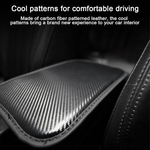 Mandark Carbon Fiber Car Center Console Pad, Leather Vehicle Armrest Seat Box Cover, Waterproof Automotive Interior Central Control Cushion Protector, Universal for SUV, Sedan, Truck (Khaki) in Saudi Arabia