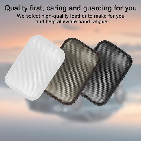 Mandark Carbon Fiber Car Center Console Pad, Leather Vehicle Armrest Seat Box Cover, Waterproof Automotive Interior Central Control Cushion Protector, Universal for SUV, Sedan, Truck (Khaki) in Saudi Arabia