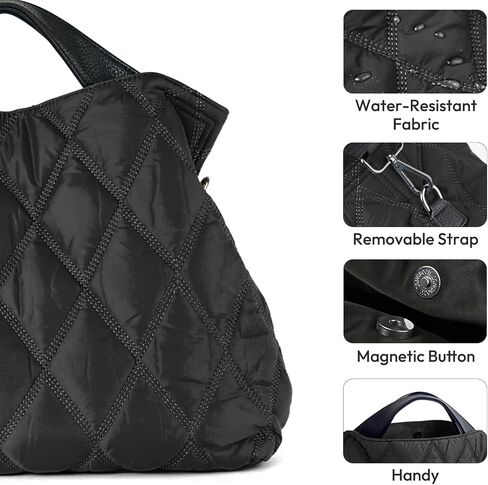 Lightweight Quilted Puffer Tote Bag for Women, Shoulder Bag with Adjustable Straps, Large Capacity Puffy Tote in Saudi Arabia