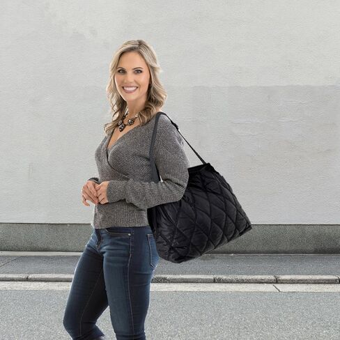 Lightweight Quilted Puffer Tote Bag for Women, Shoulder Bag with Adjustable Straps, Large Capacity Puffy Tote in Saudi Arabia