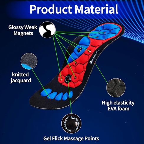 Magnetic Insoles, 1 Pair Acupressure Massage Insoles, Magnetic Therapy Insoles for Men and Women, Orthopedic Insoles Plantar Foot Health Care (Men 4-6.5 | Women 6-8.5 | 25.5cm) in Saudi Arabia