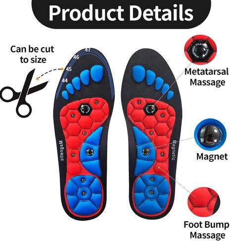 Magnetic Insoles, 1 Pair Acupressure Massage Insoles, Magnetic Therapy Insoles for Men and Women, Orthopedic Insoles Plantar Foot Health Care (Men 4-6.5 | Women 6-8.5 | 25.5cm) in Saudi Arabia