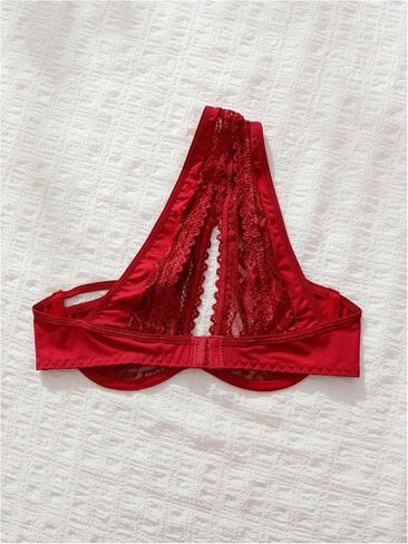 SOLY HUX Women's Contrast Lace Bras One Shoulder Cut Out Underwire Bra Bralettes in Saudi Arabia