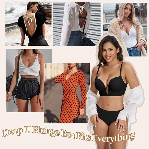Joyshaper Low Cut Bras for Women Deep Grownge Cleavage Braless Bra Underwire Aptible Up Halter Bra مع أحزمة واضحة in Saudi Arabia