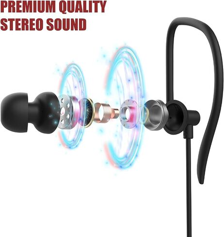 USB C Headphones with Microphone Wired USB C Earphones for Sports and Running Type C Earbuds Hooks Volume Control, Compatible with iPhone 16/15, Samsung, Google and Other Type C Smart Phone, Black in Saudi Arabia