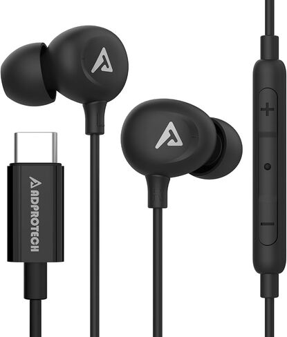 USB C Headphones with Microphone Wired USB C Earphones for Sports and Running Type C Earbuds Hooks Volume Control, Compatible with iPhone 16/15, Samsung, Google and Other Type C Smart Phone, Black in Saudi Arabia