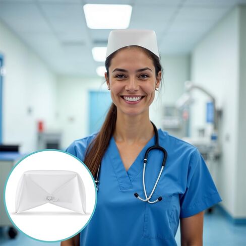 White Nurse Hat Nurses Caps Female Headband Nurse Cap Costume Decorations Accessories Party Supplies Vintage Stage Outfit for Graduation Nursing Party and Pins in Saudi Arabia