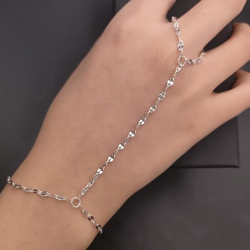 Tornito 9Pcs Hand Chain Bracelet for Women 18k Gold Plated Ring Bracelet Cubic Zircon Bead Flower Finger Bracelet Hand Jewelry Silver Gold Tone Size Adjustable in Saudi Arabia