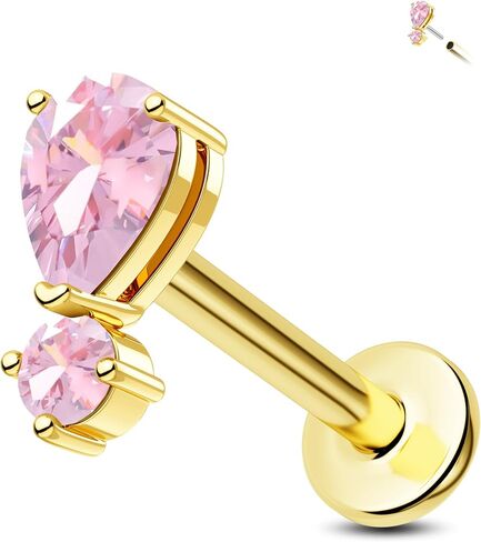 اليهودي 14K الذهب الصلبة الذهب عديمة الخيط الأقراط في الجزء العلوي في دفع tragus stud stud 16g غضروف الغضروف ثقب 8 ملم هولكس مثقوب المجوهر in Kuwait
