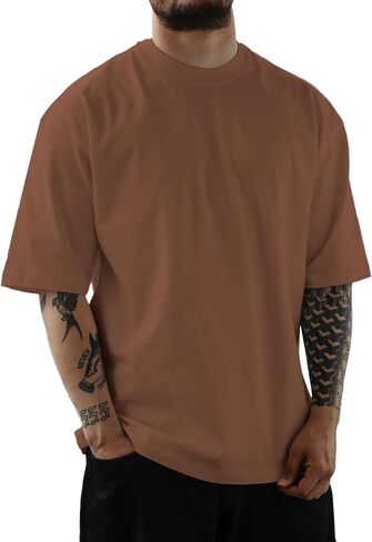 Mens Oversize Short Sleeve T-Shirts Loose Fit Solid Color Lightweight Tee Shirt Athletic Dry Fit Top in Saudi Arabia