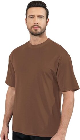 Mens Oversize Short Sleeve T-Shirts Loose Fit Solid Color Lightweight Tee Shirt Athletic Dry Fit Top in Saudi Arabia