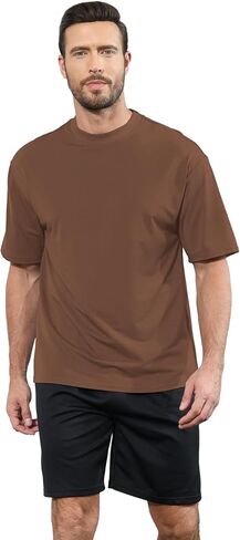 Mens Oversize Short Sleeve T-Shirts Loose Fit Solid Color Lightweight Tee Shirt Athletic Dry Fit Top in Saudi Arabia