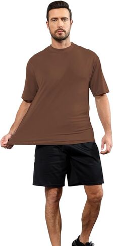 Mens Oversize Short Sleeve T-Shirts Loose Fit Solid Color Lightweight Tee Shirt Athletic Dry Fit Top in Saudi Arabia