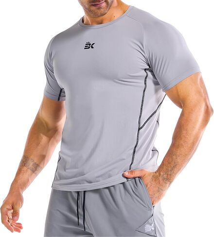 BROKIG Men's DiamondGrid Workout Gym Shirt-Breathable Short Sleeve Muscle Tee,Quick Dry Crewneck Top for Bodybuilding in Saudi Arabia