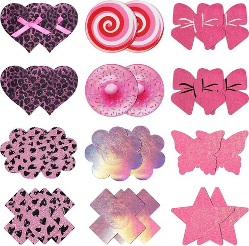 Pasties Nipple Covers Stickers for Women Rave Party Disposable Sticky Breast Petals - 12 Pairs in Saudi Arabia