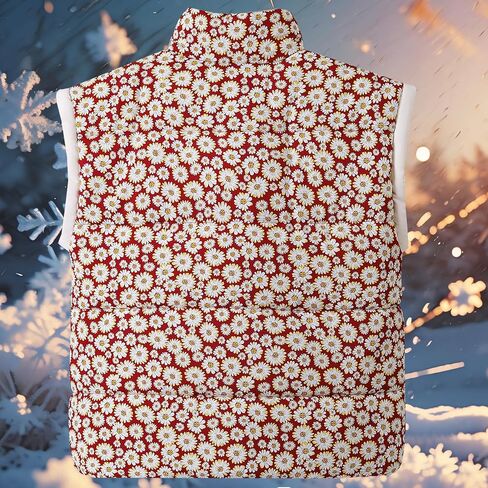 Women's Outerwear Vests Various Print Quilted Warm Cotton Loose Sleeveless Jacket in Saudi Arabia