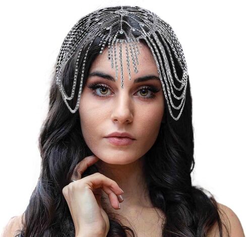 أغطية رأس الحجر الراين Cap عتيقة Crystal Head سلسلة الزفاف زفاف الشعر مجوهرات Gatsby المرأة in Kuwait