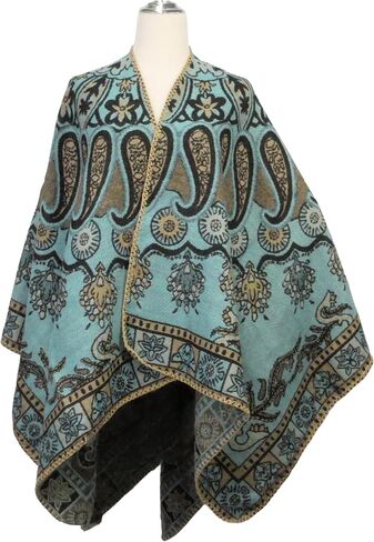 Women's Vintage Pattern Open Front Poncho Cape Shawl Winter Shawl Wraps in Kuwait