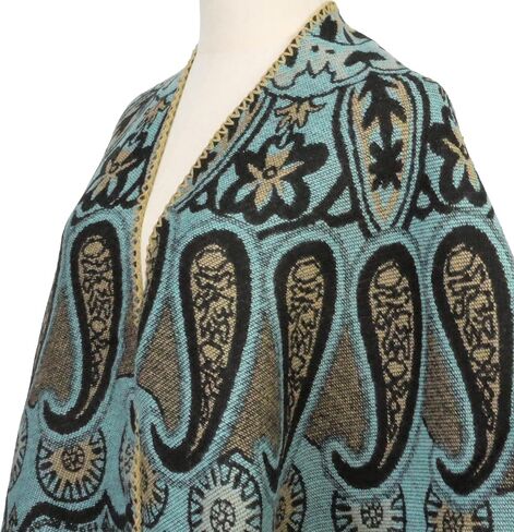 Women's Vintage Pattern Open Front Poncho Cape Shawl Winter Shawl Wraps in Kuwait