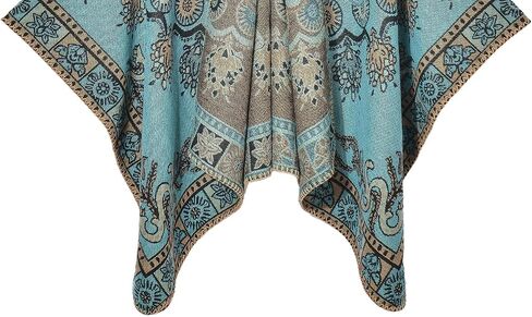 Women's Vintage Pattern Open Front Poncho Cape Shawl Winter Shawl Wraps in Kuwait