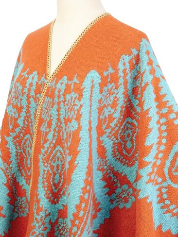 Women's Vintage Pattern Open Front Poncho Cape Shawl Winter Shawl Wraps in Kuwait